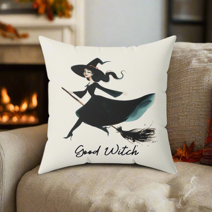 Good Witch Bad Witch Reversible Faux Suede Pillow