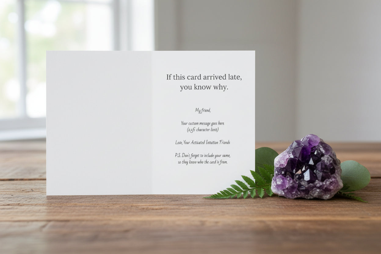 Mercury Is in Retrograde: If this card is late, then you know why. | Greeting Card (with personal message)