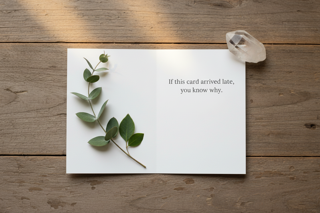Mercury Is in Retrograde: If this card is late, then you know why. | Greeting Card (Pack of 10)