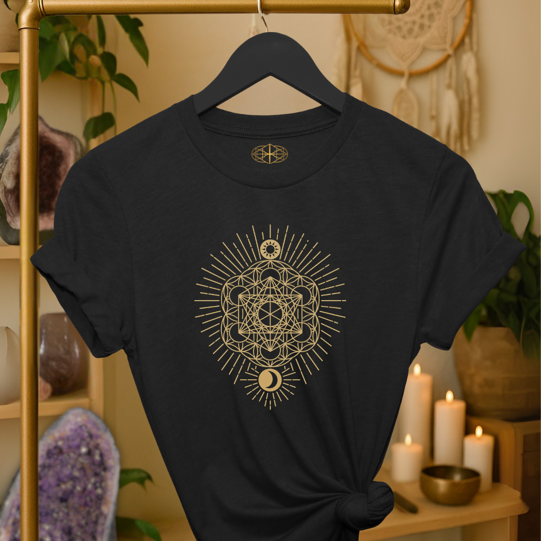Metatron's Cube Crystal-Embedded Tee