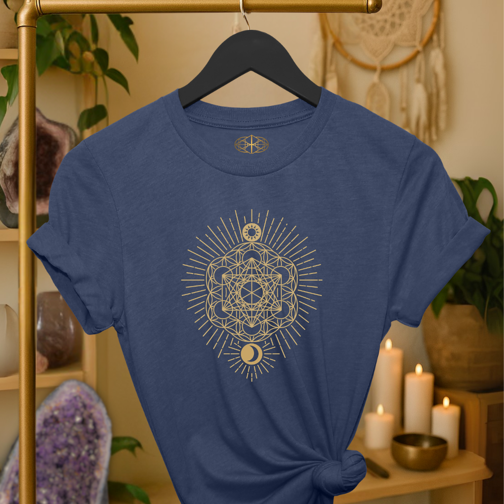 Metatron's Cube Crystal-Embedded Tee