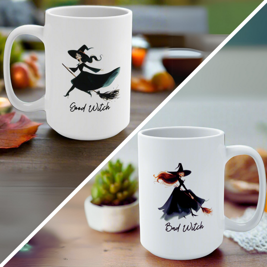 Good Witch Bad Witch Reversible Halloween Mug 15oz