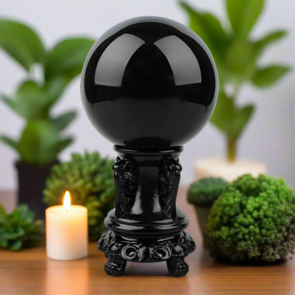 Obsidian Crystal Ball with Stand