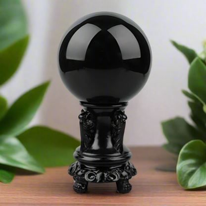 Obsidian Crystal Ball with Stand